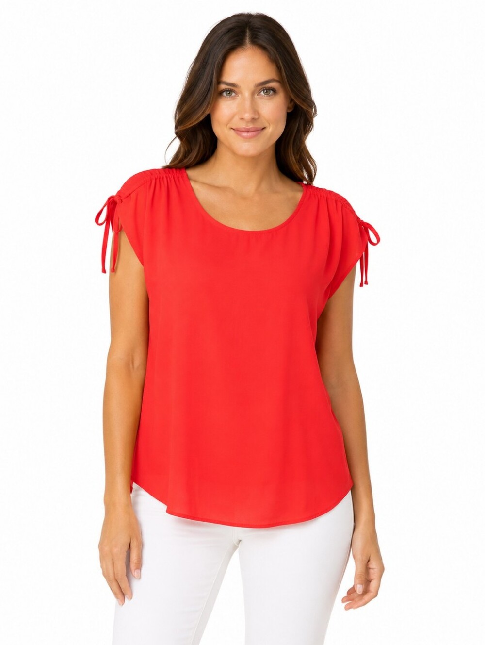 Ruched Tie Sleeve Blouse Top